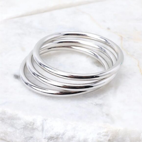 Minimalist Silver Bracelet Set - Picture 1 of 4